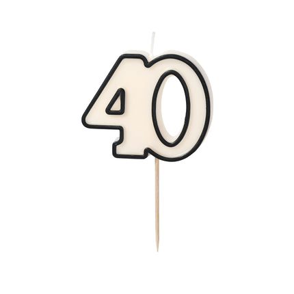 40 Anni Candela Nero Bianco 5,5 cm