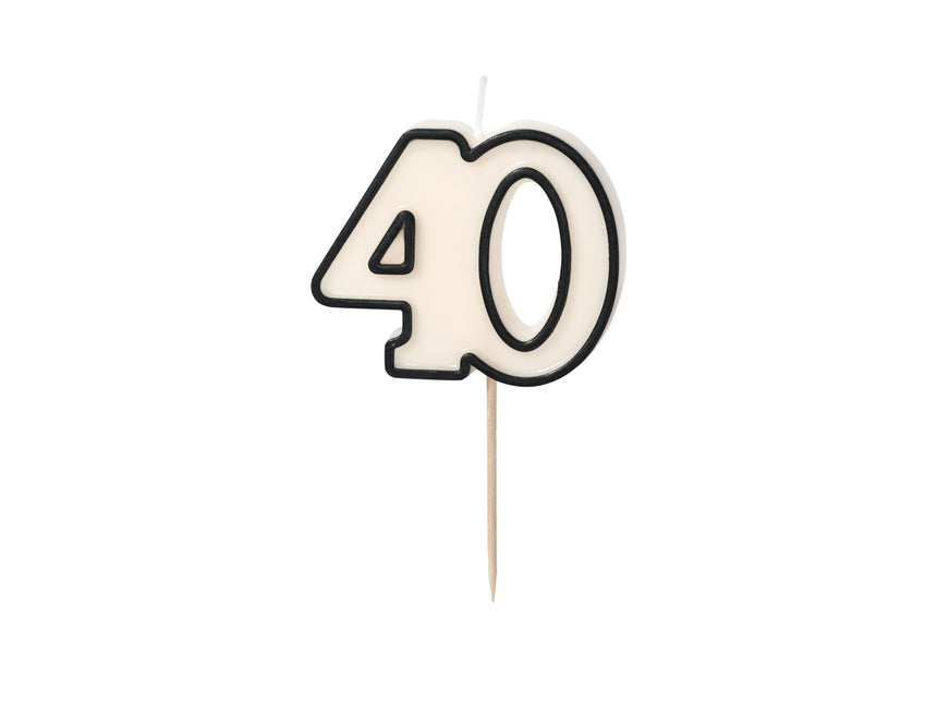 40 Anni Candela Nero Bianco 5,5 cm