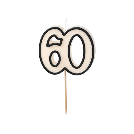 Candela 60 Anni Nero Bianco 5,5 cm
