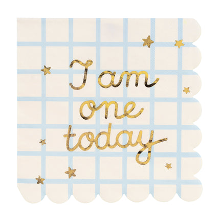 Tovaglioli I am one today Teddy Bear beige, 33 cm