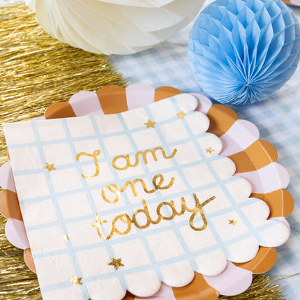 Tovaglioli I am one today Teddy Bear beige, 33 cm