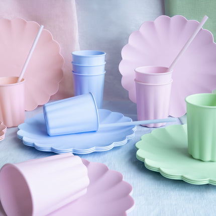 Cannucce rosa di plastica 23cm 12pz