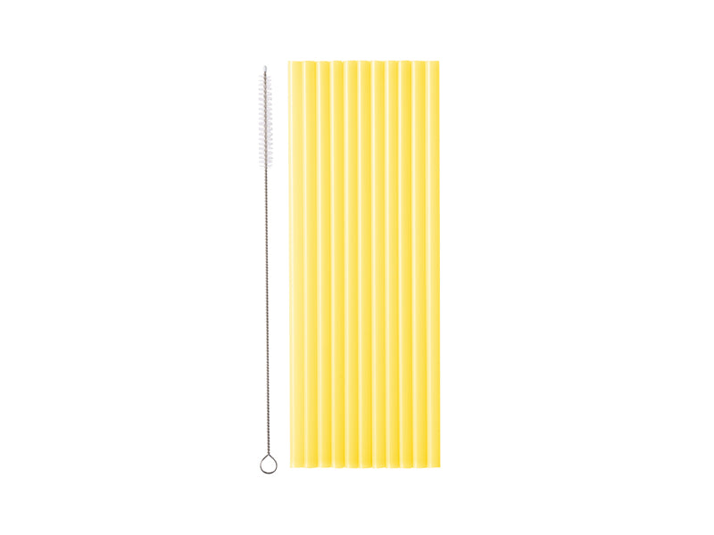 Cannucce gialle con spazzola per la pulizia 23 cm 12 pezzi