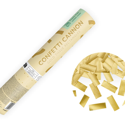 Cannone di coriandoli dorati da 20 cm