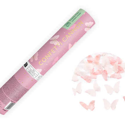 Cannone di coriandoli a farfalla rosa chiaro 20 cm