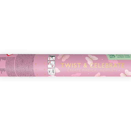 Cannone di coriandoli a farfalla rosa chiaro 20 cm