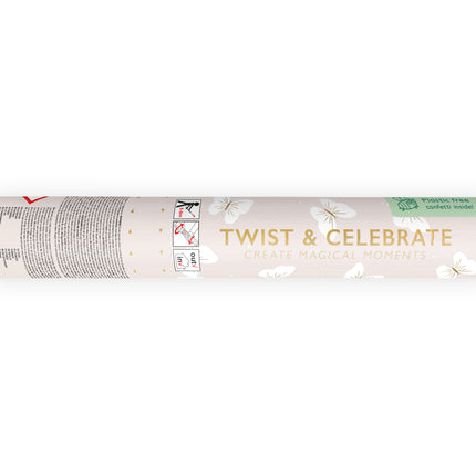 Cannone di coriandoli a farfalla bianco 20 cm
