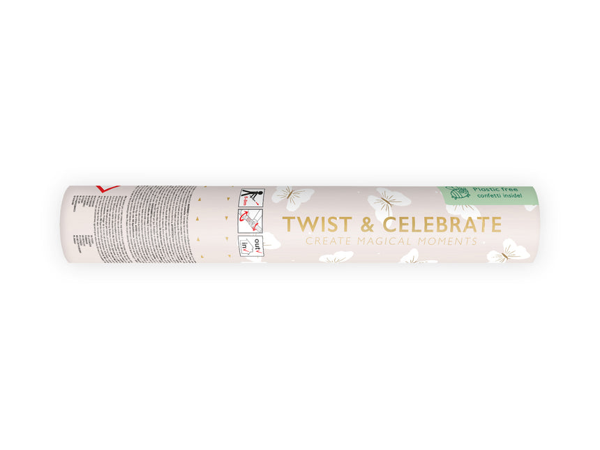 Cannone di coriandoli a farfalla bianco 20 cm
