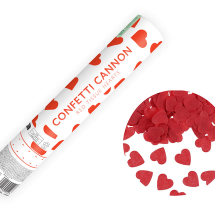 Cannone di coriandoli a cuore rosso 28 cm