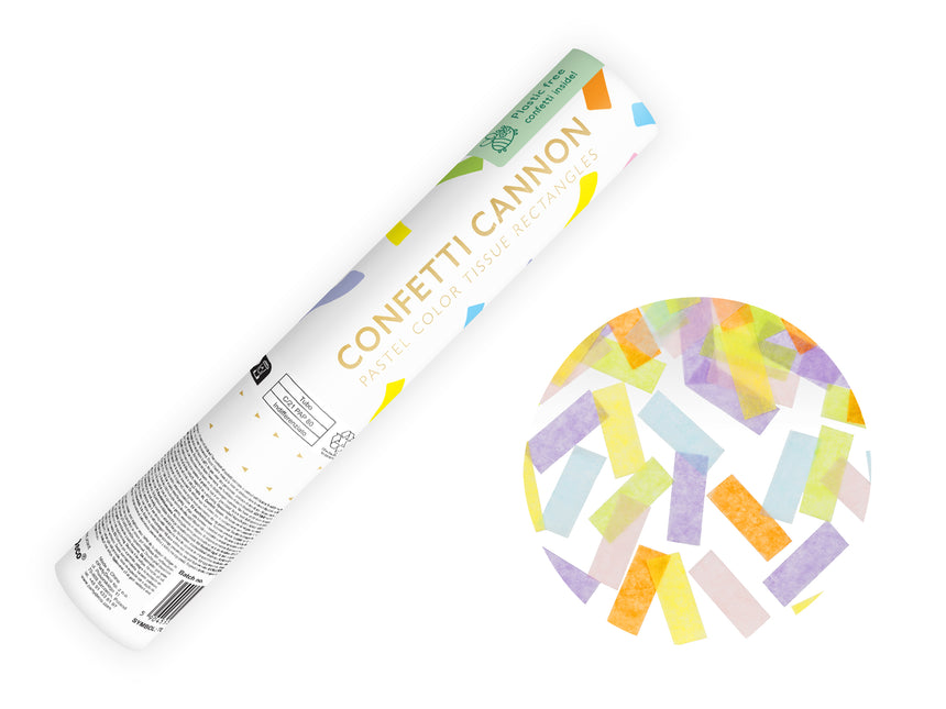 Cannone di coriandoli colorati pastello 20 cm