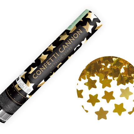 Cannone di coriandoli a stella oro 28 cm