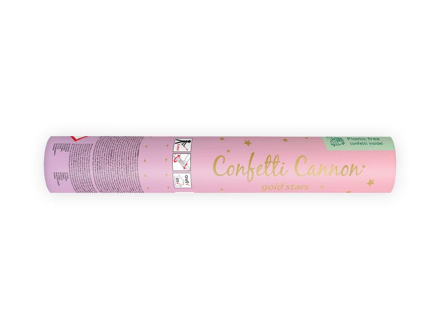 Cannone di coriandoli a stella oro 20 cm