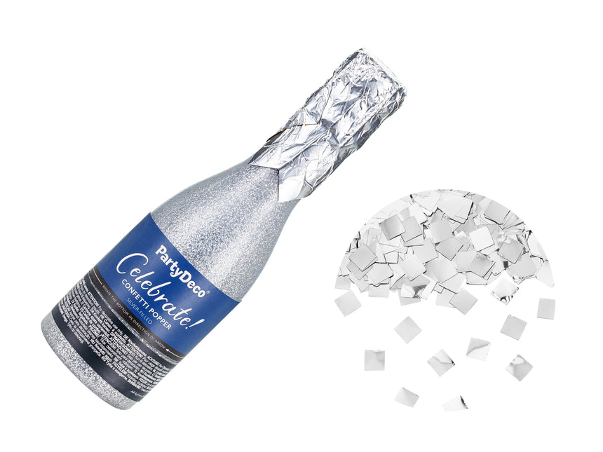 Cannone per coriandoli d'argento Champagne 20,5 cm