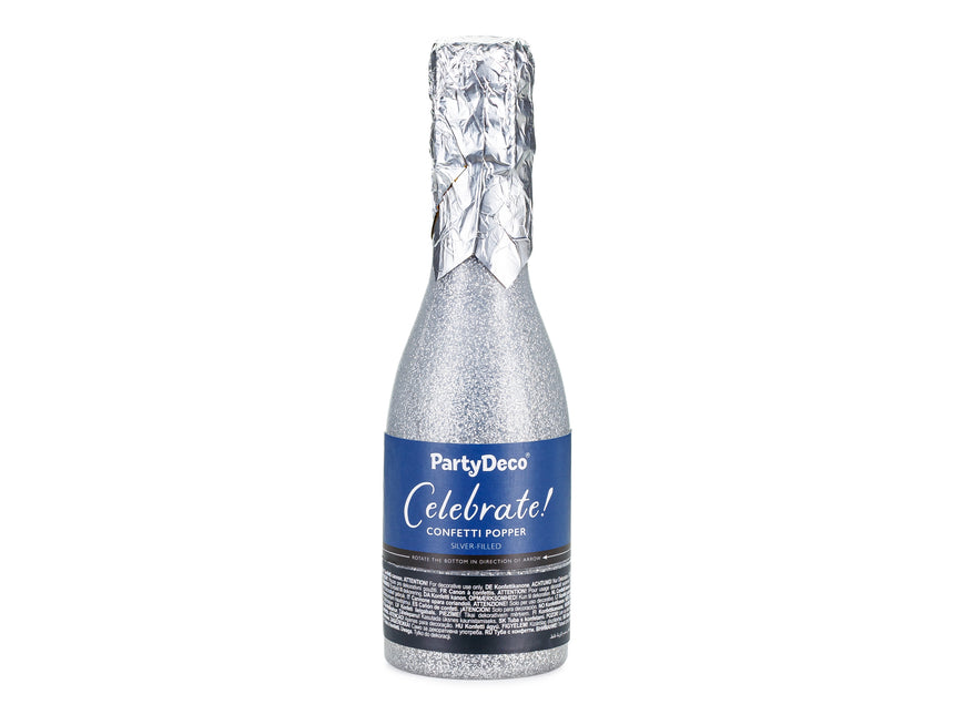 Cannone per coriandoli d'argento Champagne 20,5 cm