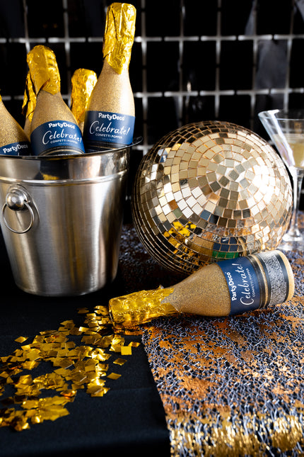 Cannone di coriandoli dorati Champagne 20,5 cm