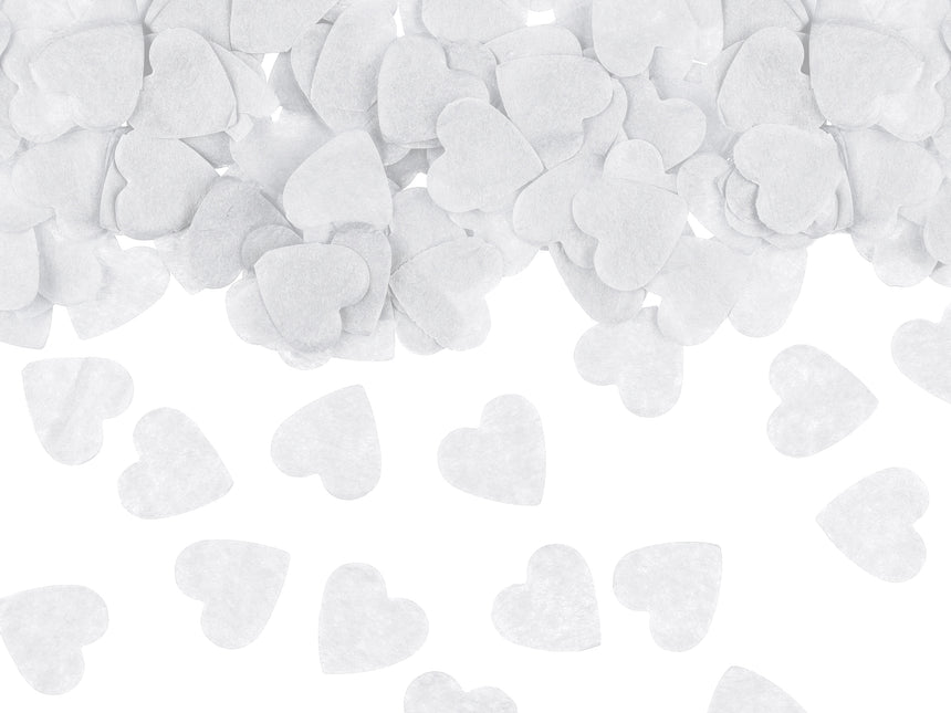 Cannone di coriandoli a cuore bianco 28 cm
