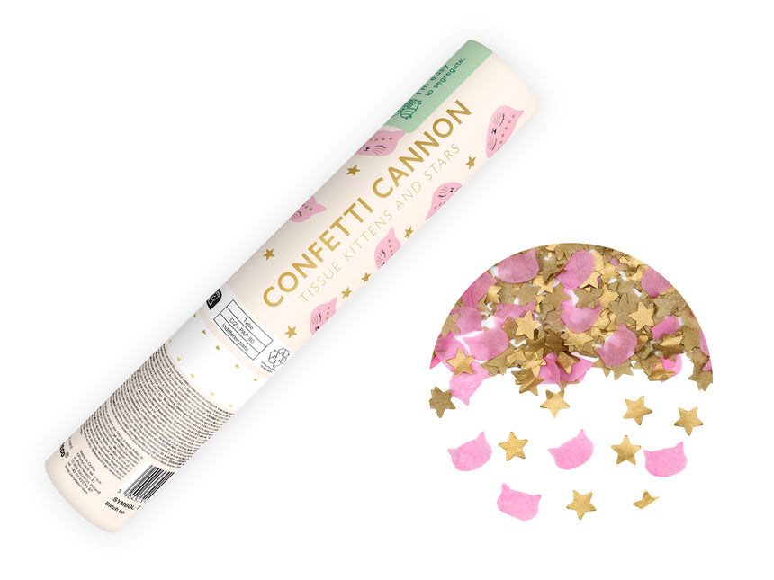 Cannone di coriandoli rosa oro da 20 cm
