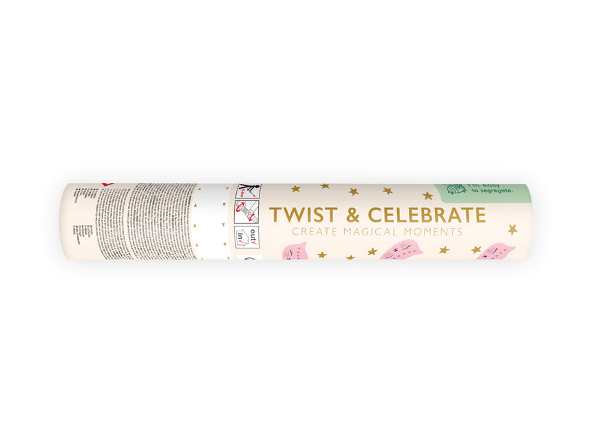 Cannone di coriandoli rosa oro da 20 cm