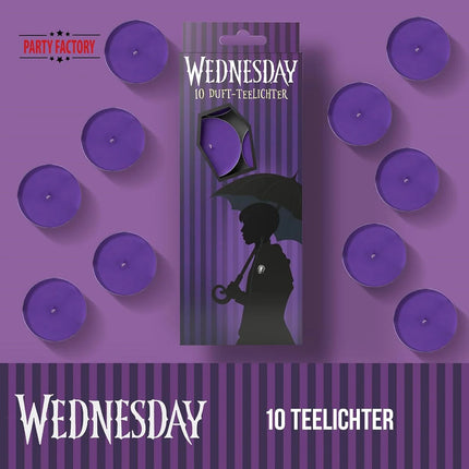 Candele Wednesday viola, 10 pezzi