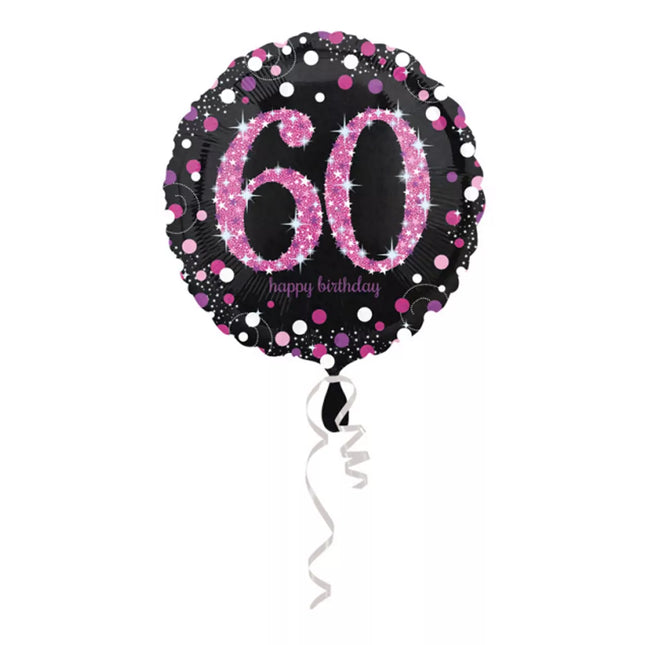 Palloncino ad elio 60 anni nero rosa vuoto 45 cm