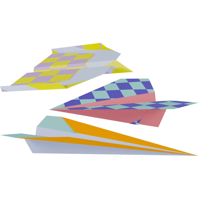 Set di aeroplanini di carta colorati 12 pezzi