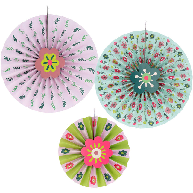 Ventagli di carta colorata Fiore 3 pezzi