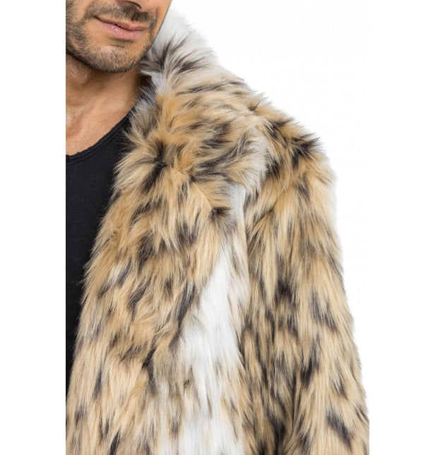 Giacca lunga in pelliccia sintetica - Stampa animalier - Unisex