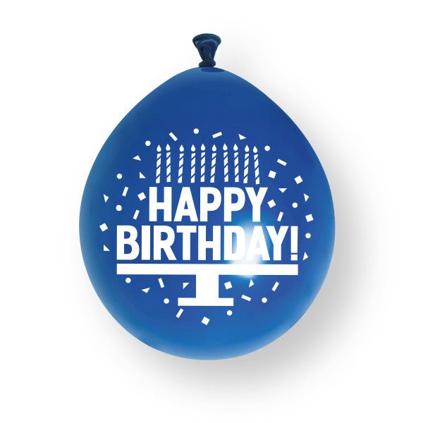 Assortiment blauwe ‘Happy Birthday’ - latexballonnen, 23 cm 10 stuks van Unique koop je bij Partywinkel