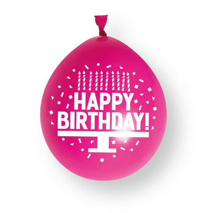 Assortiment roze ‘Happy Birthday’ - latexballonnen, 23 cm, 10 stuks van Unique koop je bij Partywinkel