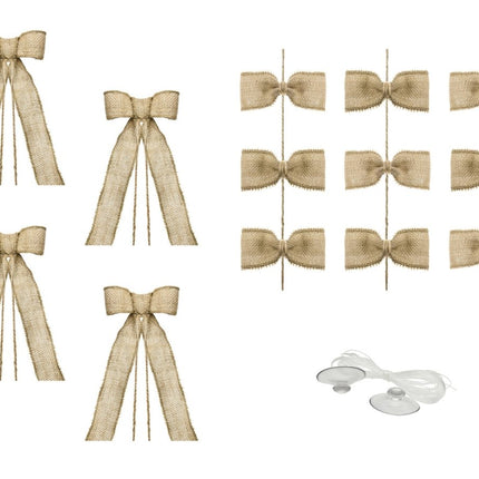 Auto Decoratie Set Bruiloft Jute Strikjes van Partydeco koop je bij Partywinkel