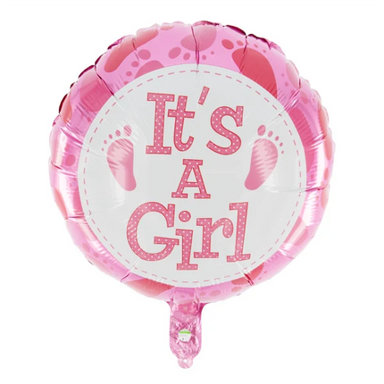 Palloncino all'elio "It's a Girl" rosa, vuoto, 45 cm