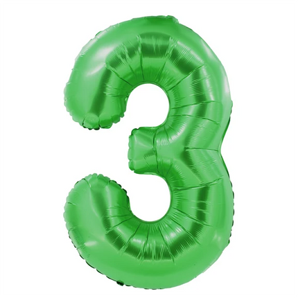 Palloncino con numero "3" verde, 1 m