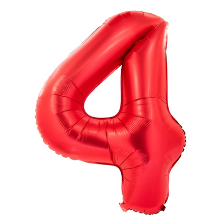 Palloncino con il numero 4, rosso, 1 m