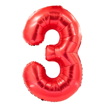 Palloncino con numero 3, rosso, 1 m