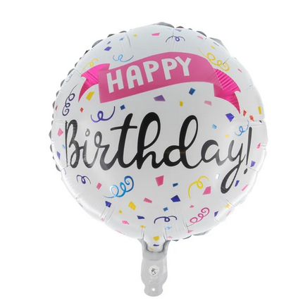 Palloncino di elio "Happy Birthday" con coriandoli, vuoto, 45 cm