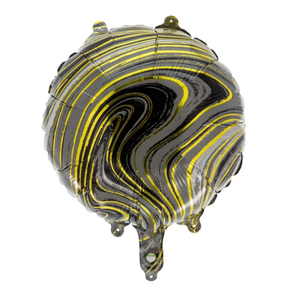Palloncino nero all'elio con strisce dorate, vuoto, 45 cm