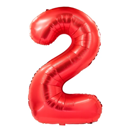 Palloncino con numero 2, rosso, 1 m