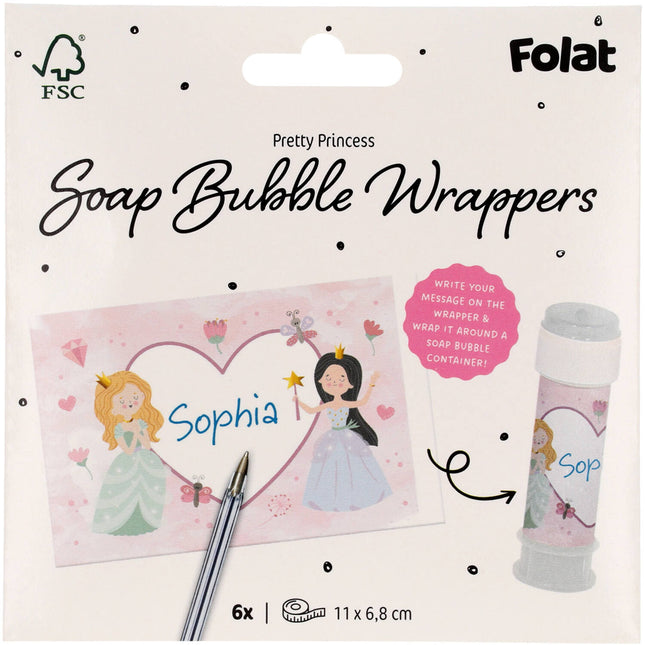 Adesivi principesse soffiatore di bolle 6 pezzi