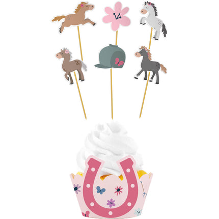 Toppers per cupcake a forma di cavallo 12 pezzi