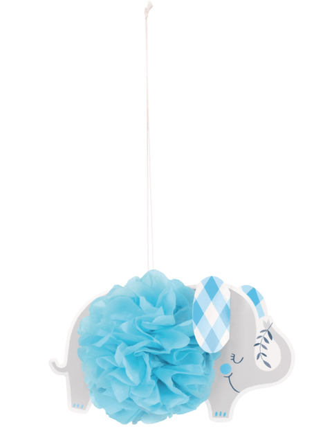 Baby Olifant Hangdecoratie Blauw 23cm 3st van Unique koop je bij Partywinkel