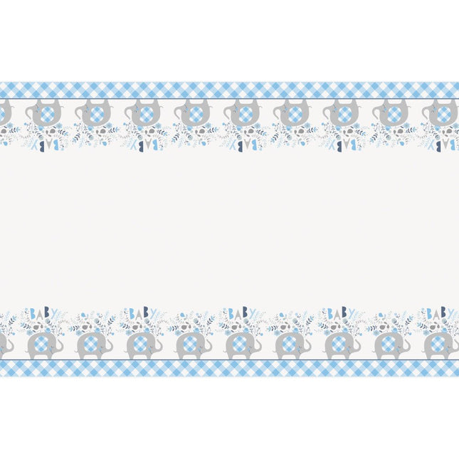 Baby Olifant Tafelkleed Lichtblauw 2,13m van Unique koop je bij Partywinkel