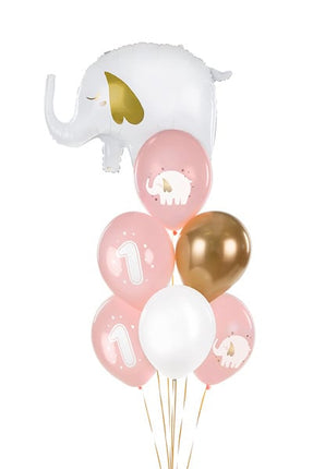Ballonnen 1 Jaar Mix Roze 30cm 6st van Partydeco koop je bij Partywinkel