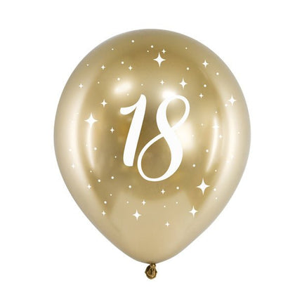 Ballonnen 18 Jaar Goud 30cm 6st van Partydeco koop je bij Partywinkel