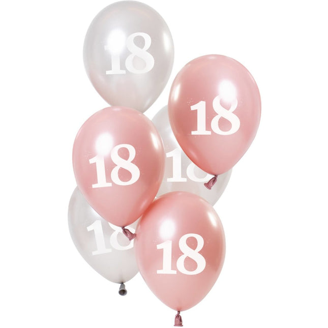 Ballonnen 18 Jaar Roze 23cm 6st van Folat koop je bij Partywinkel