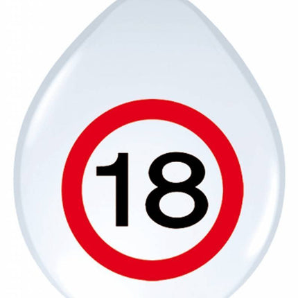 Ballonnen 18 Jaar Verkeersbord 30cm 8st - Partywinkel - 8714572053679