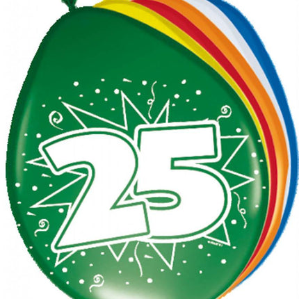 Ballonnen 25 Jaar 30cm 8st - Partywinkel - 8714572082259