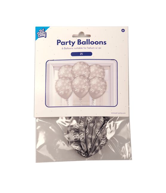 Ballonnen 25 Jaar Zilver 30cm 6st van Paper Dreams koop je bij Partywinkel