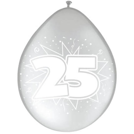 Ballonnen 25 Zilver Metallic 30cm 8st - Partywinkel - 8714572082457