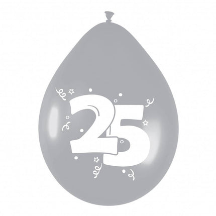 Ballonnen 25 Zilver Party 30cm 6st - Partywinkel - 8711319422965
