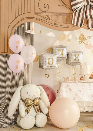 Ballonnen 30 cm, Muizen met cijfer 1, Pale Pink van Partydeco koop je bij Partywinkel